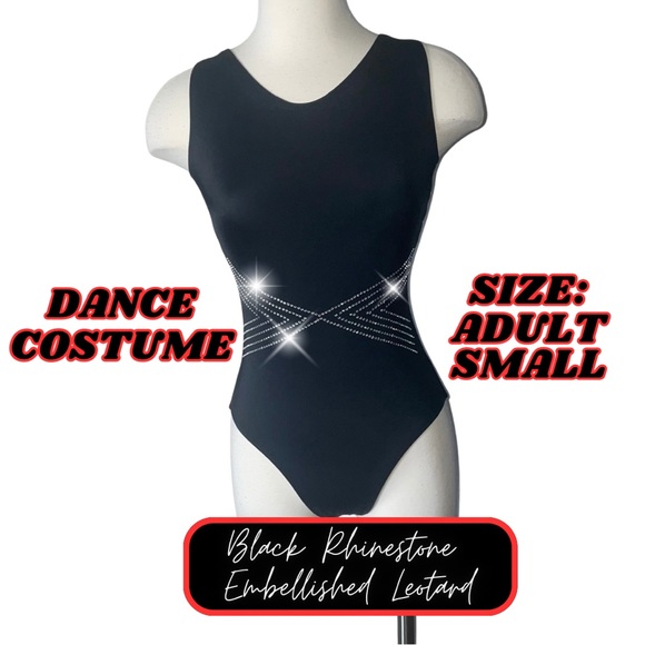 Black rhinestone dance leotard - Picture 1 of 10